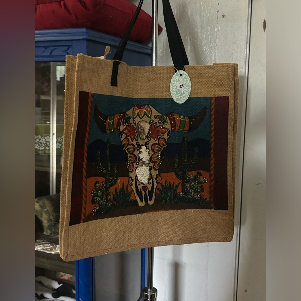 Southwestern Bull Skull Tote Bag